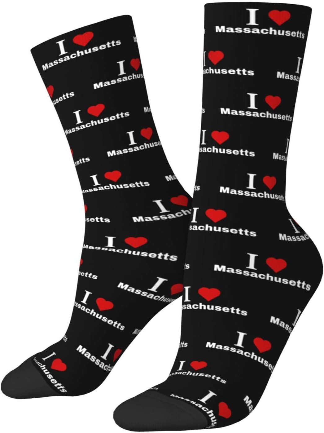 I love Massachusetts Socks For Men Women Sport Crew Athletic Running Wicking Socks