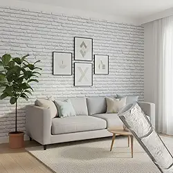 Papel Adesivo Parede Contact 5 metros = 1 Rolo de 5m X 45cm Tijolinho Branco 3D Sala/Quarto