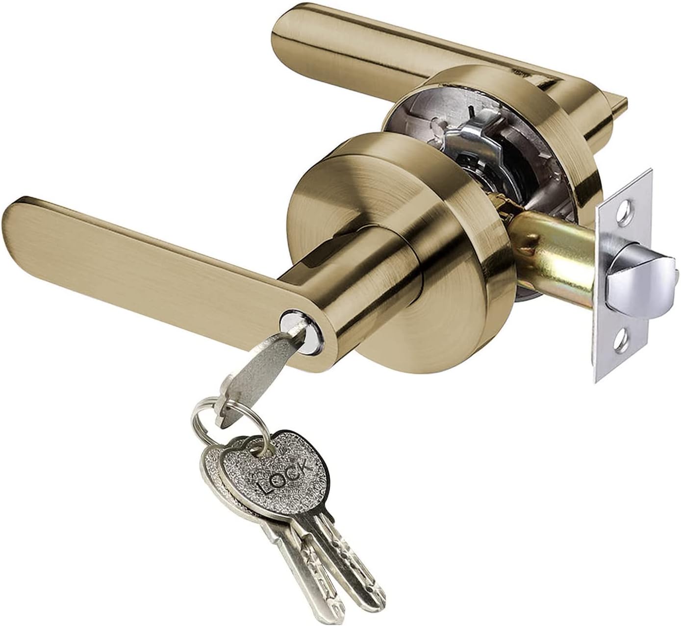 JIANLEI Door Lever Entry with 3 Keys,45° Door Opening, Threebar Handle Lock,Reversible for