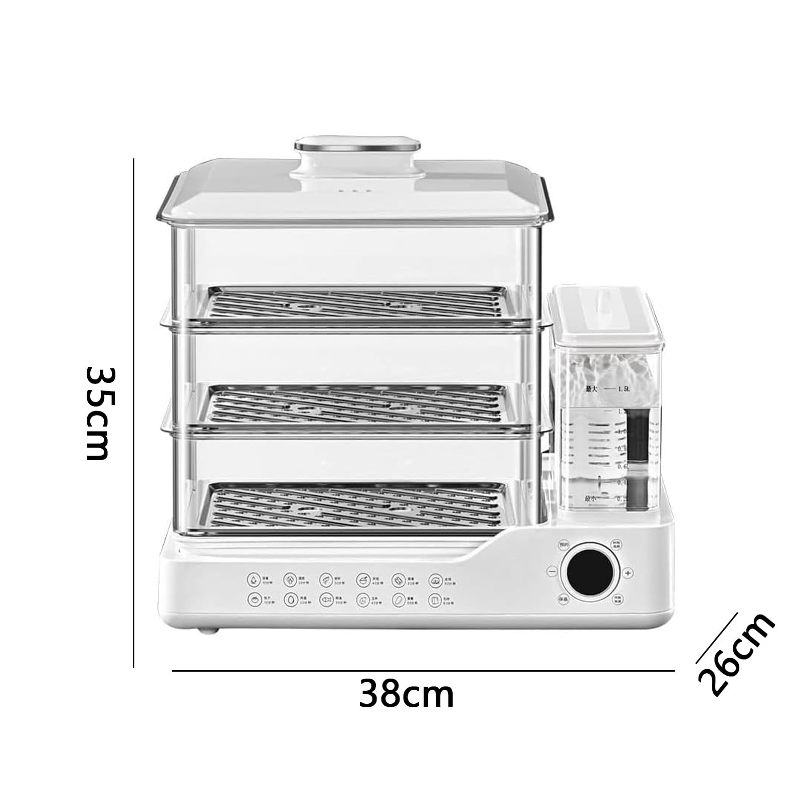 Cuisine Vapeur 24L & Rapide - 800W, 3 Étages,Vapeur en 5s, 3 Niveaux Inox, Minuteur 24H et Maintien au Chaud, Cuisson Saine et Intelligente (A)