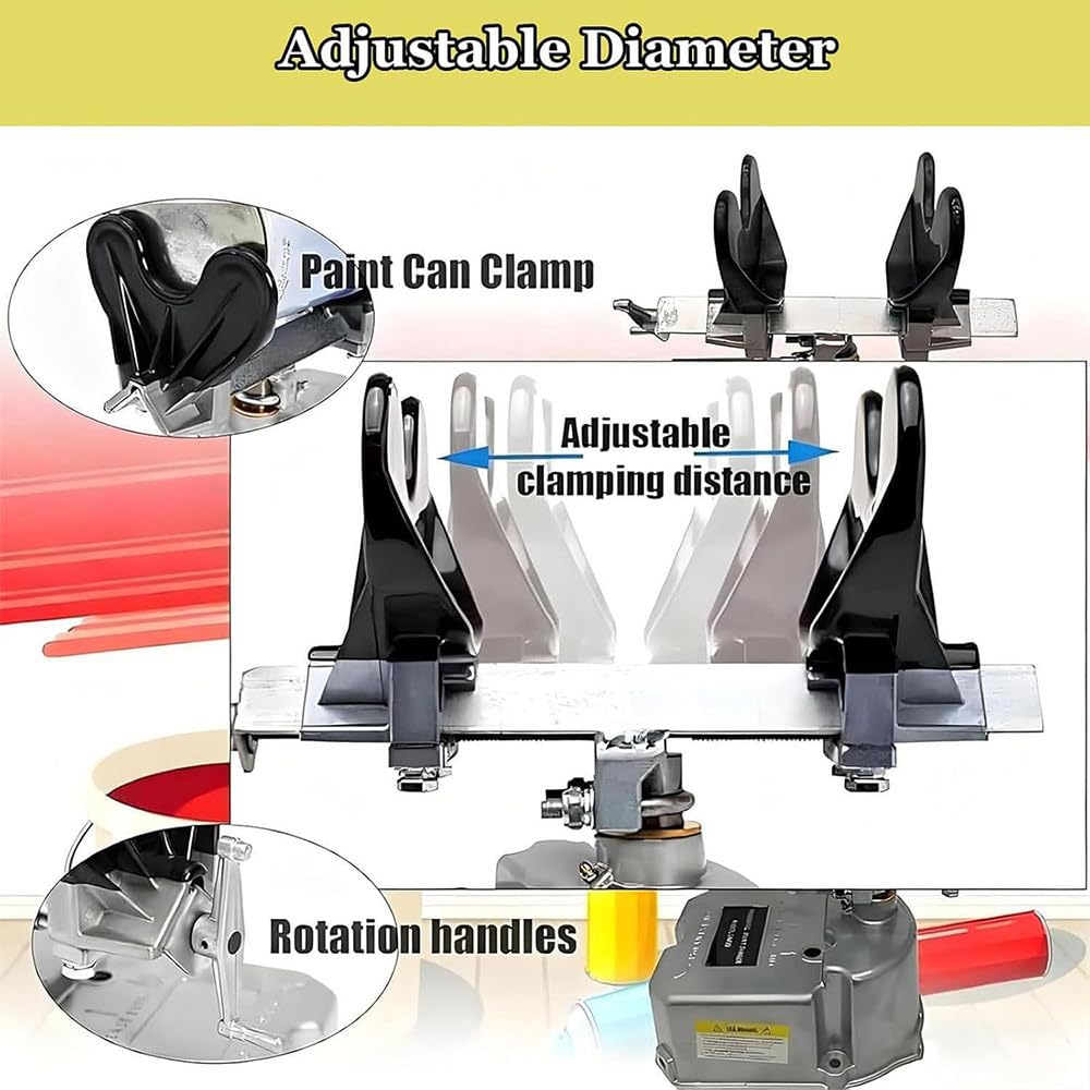 Máquina de agitación neumática de 5 kg para Pintura, Dispositivo neumático de Mezcla de Pintura accionado por compresor, 0-500 oscilaciones/min, 15 min/cubeta, Abrazadera Ajustable