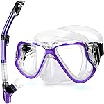 Greatever Dry Snorkel Set,Panoramic Wide View,Anti-Fog Scuba Diving Mask,Professional Snorkeling Gear for Adults