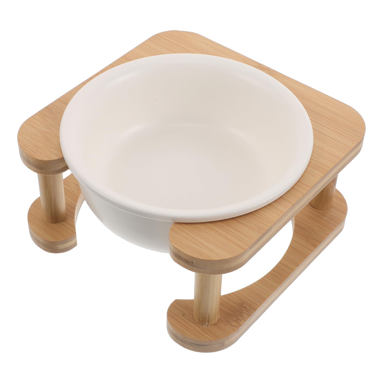 Sosoport Gamelle Surélevée pour Animaux avec Bol Céramique 600ml et Support Bois Stable, Bol D'abreuvoir pour Chats et Petits Chiens, Station Repas Intérieure Anti-basculement,