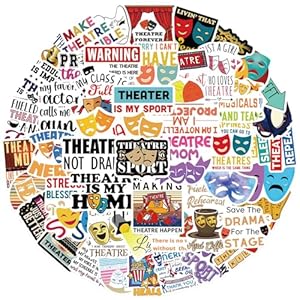 50 calcomanías de teatro, estéticas impermeables de vinilo para teatro musical para botella de agua, laptop, teléfono, monopatín, regalos lindos de moda para adolescentes, niñas y niños (J)