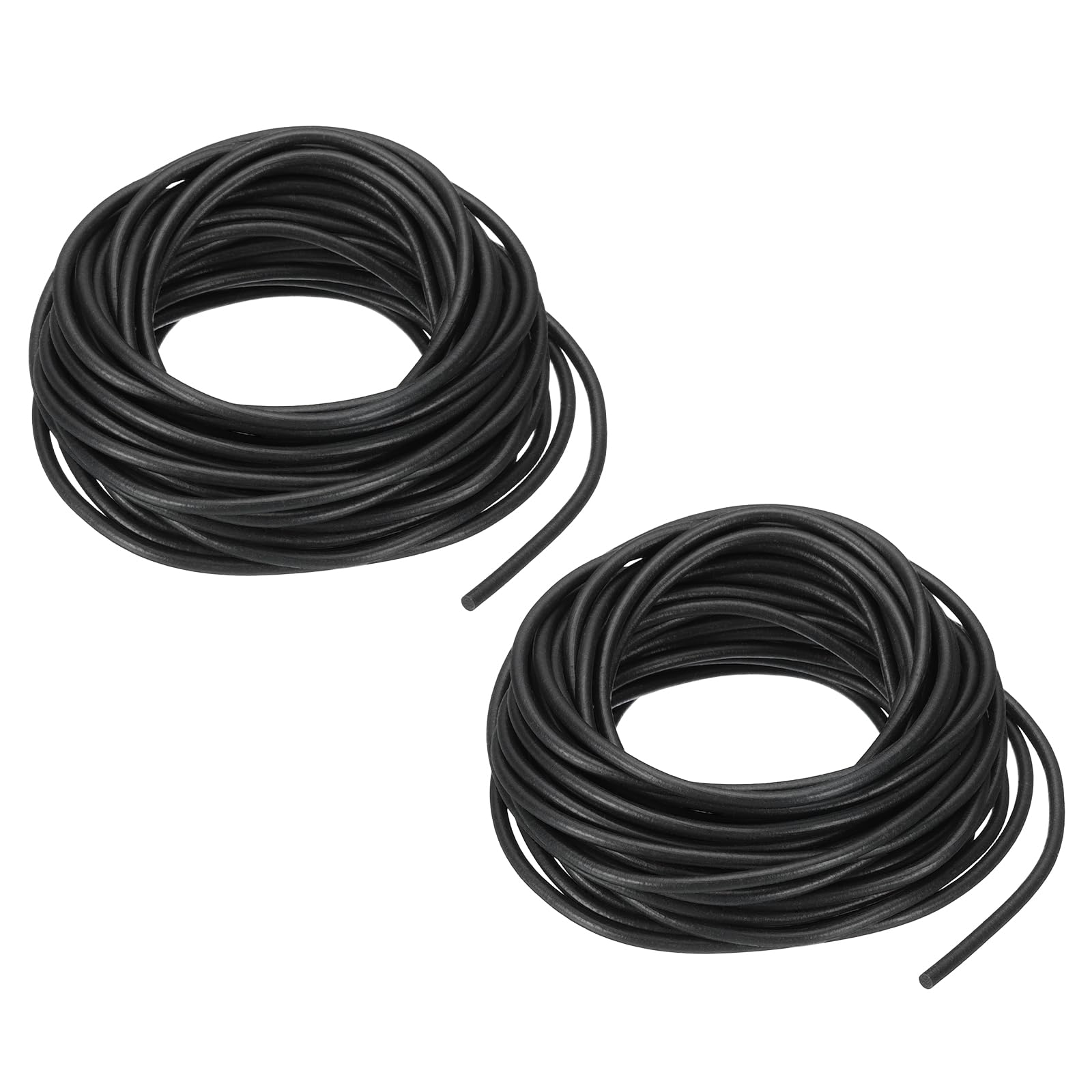 PATIKIL Silicone Foam Seal Strip 2.5mm Dia 7.5 M(24.6 Ft) Long, 2 Pcs Round High Density Solid Sponge Rubber Weather Seal Strip for DIY Warehouse Concrete Joints Wall Cracks, Black