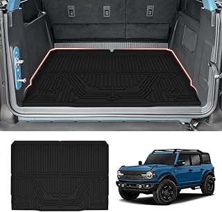 FIILINES Custom Fit for Trunk Mat 2021 2022 2023 Ford Bronco 4-Door Models (Not Fit Bronco Sport) Cargo Liner All Weather Rear Cargo Trunk Floor Mat