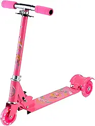 Patinete Infantil Uni Toys, 3 rodas, Cor Rosa, Dobrável, Com Led nas Rodas