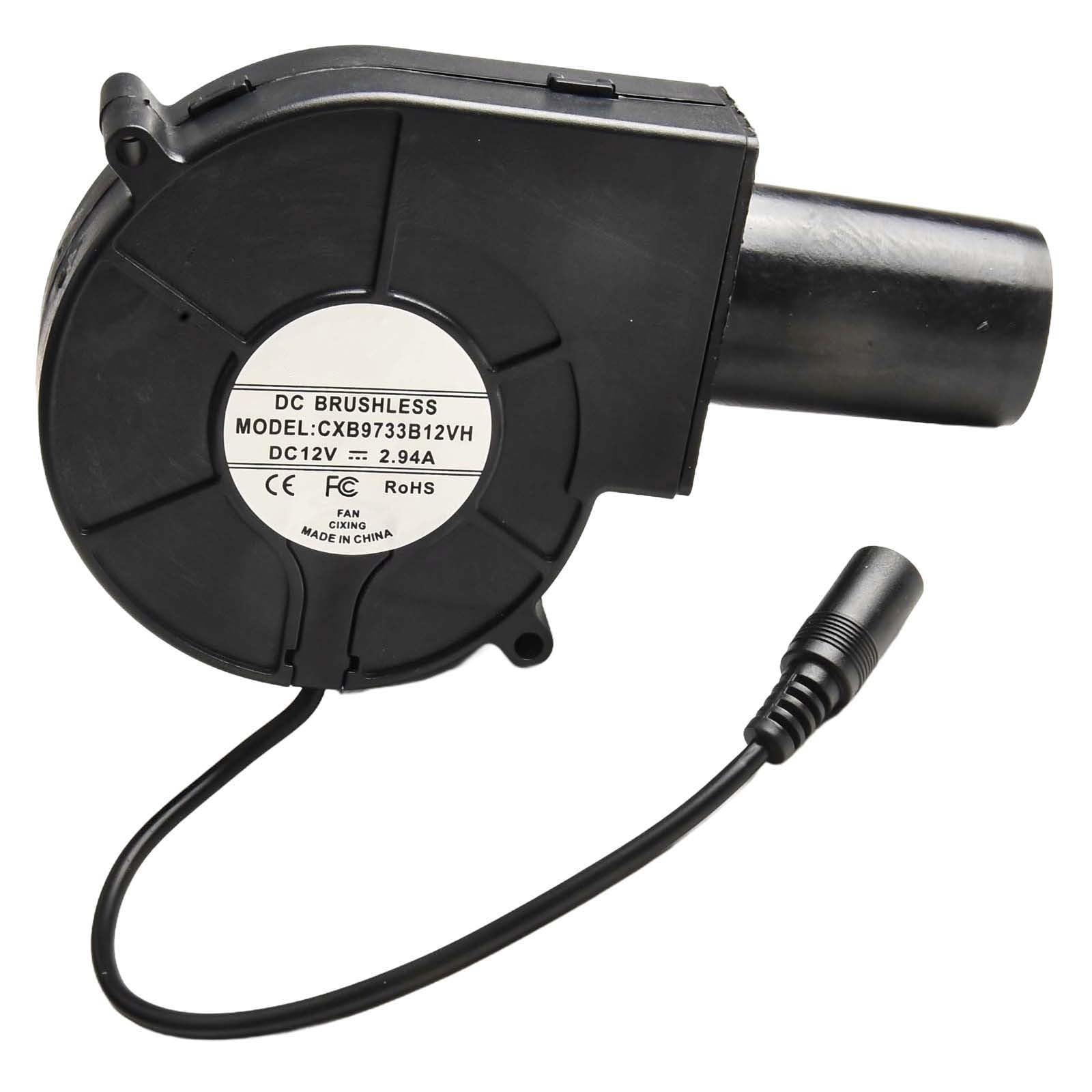 Ventilador 9733 DC12 V 2.94 A, ventilador turbo de alto volumen de aire con doble rodamiento de bolas para estufa de leña, barbacoa, parrilla, chimenea, camping