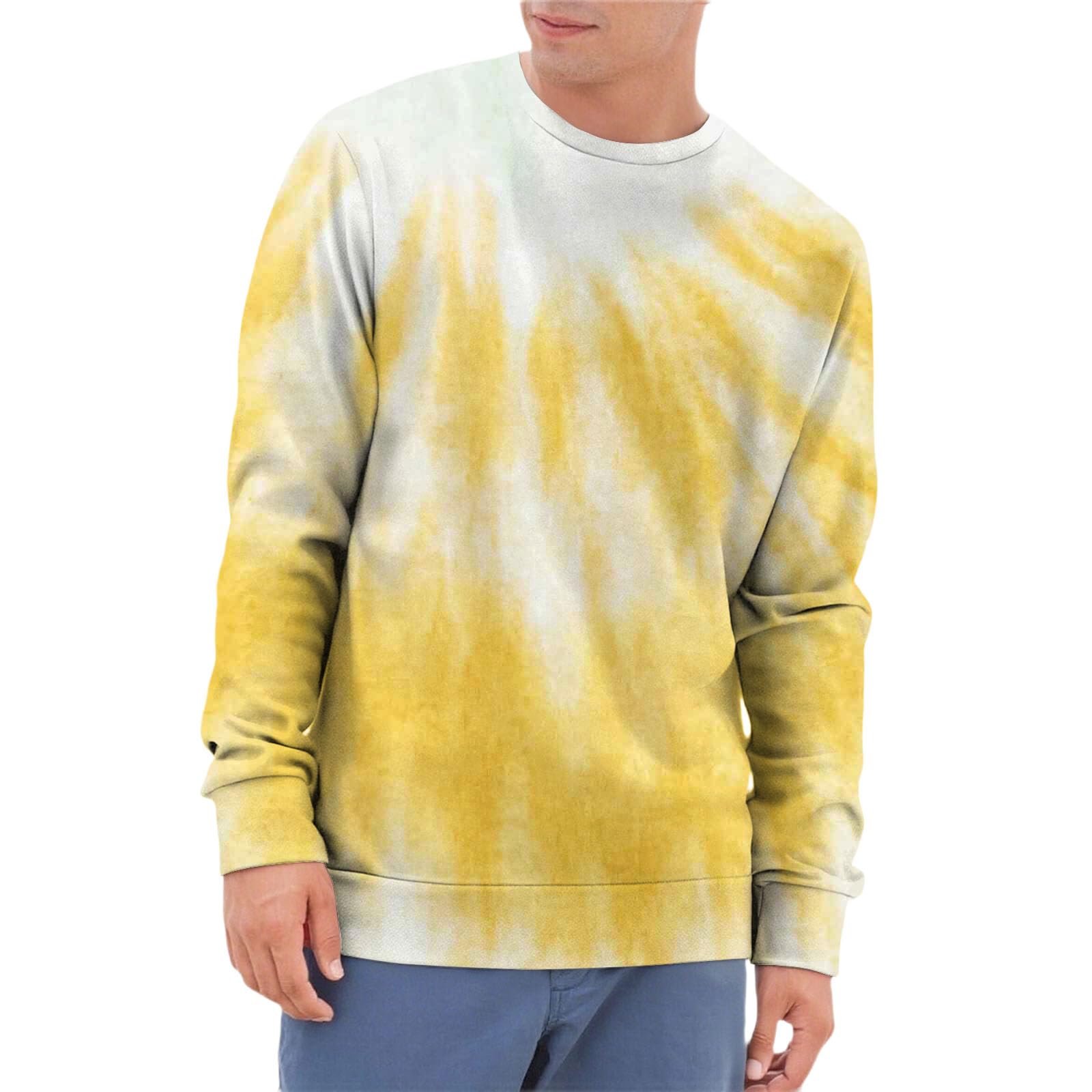 Sudadera para hombre de cuello redondo manga larga estilo tie-dye 8