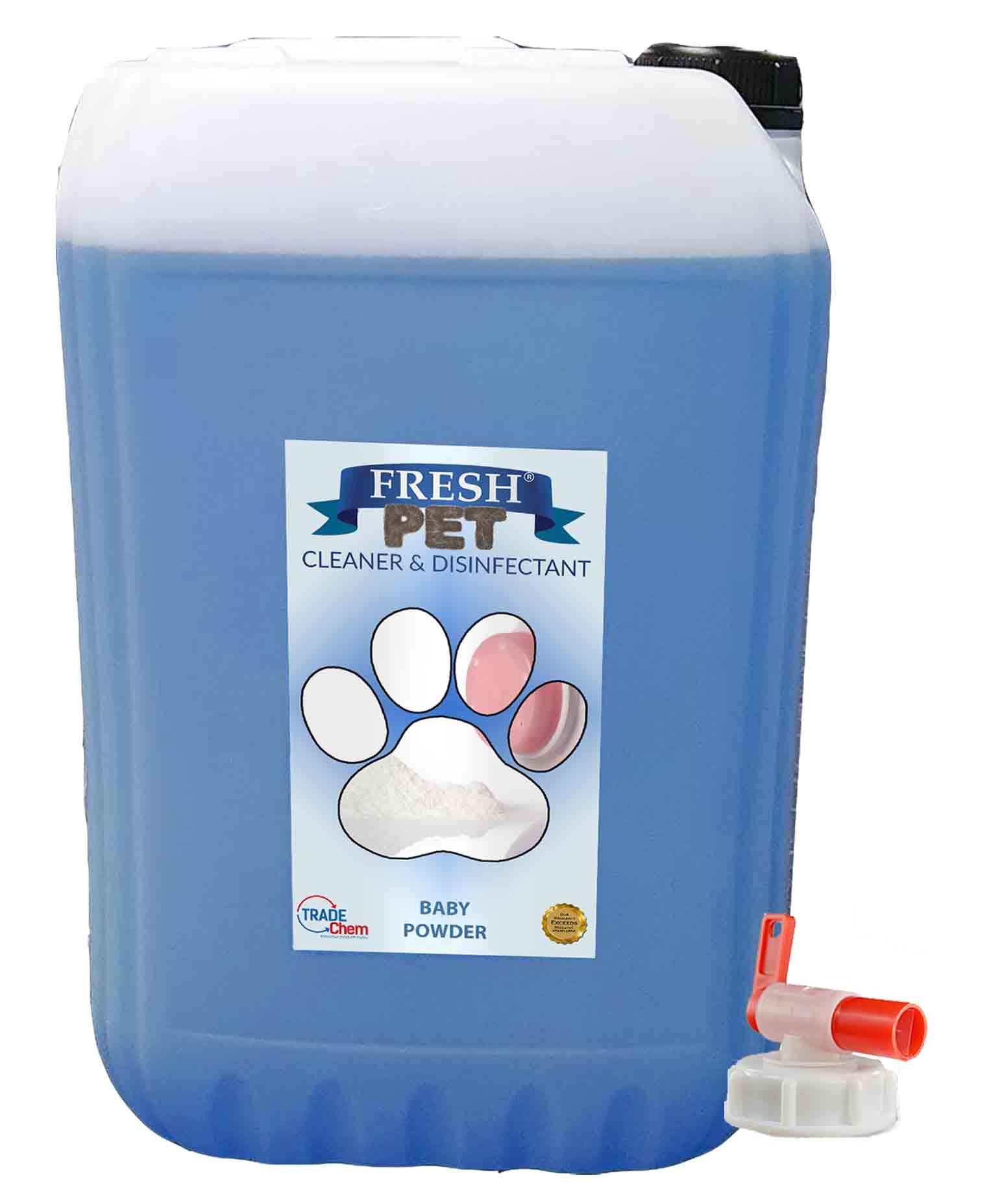 Trade Chemicals 25L FRESH PET (BABY POWDER) with FREE TAP Kennel Dog/Cat Disinfectant, Cleaner, Deodoriser
