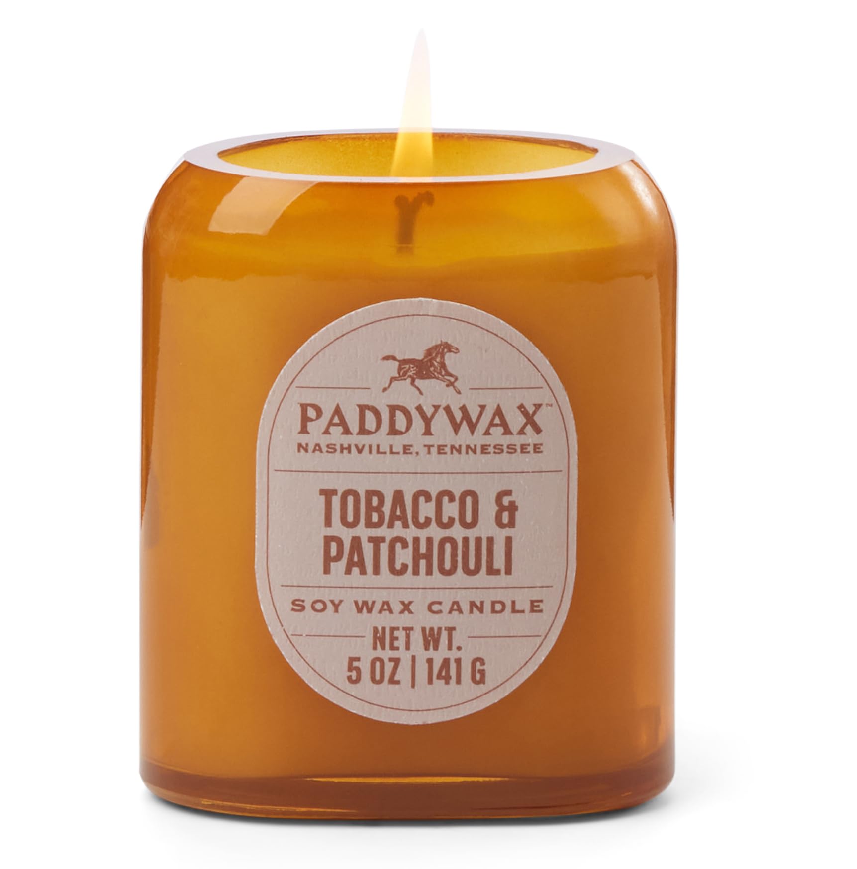 Paddywax Tobacco & Patchouli Scented Candles Vista Collection Vintage Style Artisan Candle In Frosted Glass, 142G,