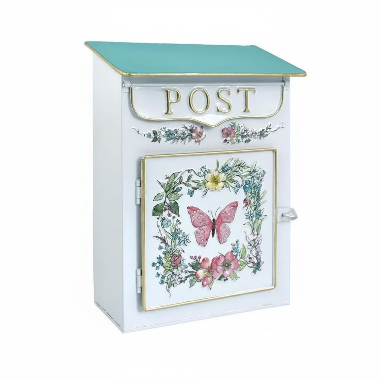Embossed Wall Mounted Mailbox Weather-Resistant Decorative Mailbox Easy to Mount Wall Mounted Post Box Floral Pattern for Entrance, White | Home & Garden | Home Improvement-image-47