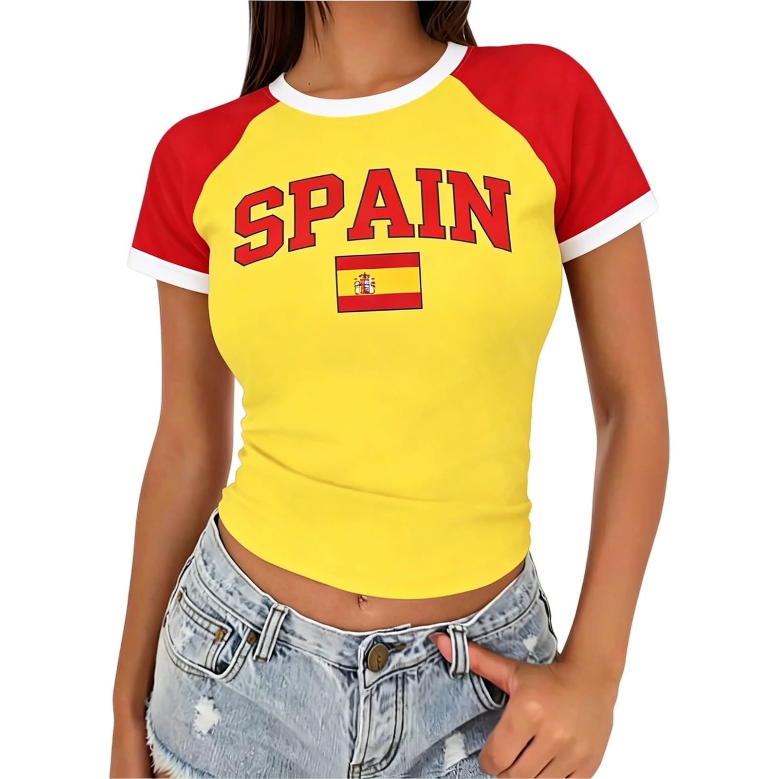 HOOUDO Football Fan Gear 2026 England Football Shirt for Women UK Jersey Soft Lightweight Tshirt Classic Clear Printed Training Top Breathable Ladies Soccer Clothes Tops