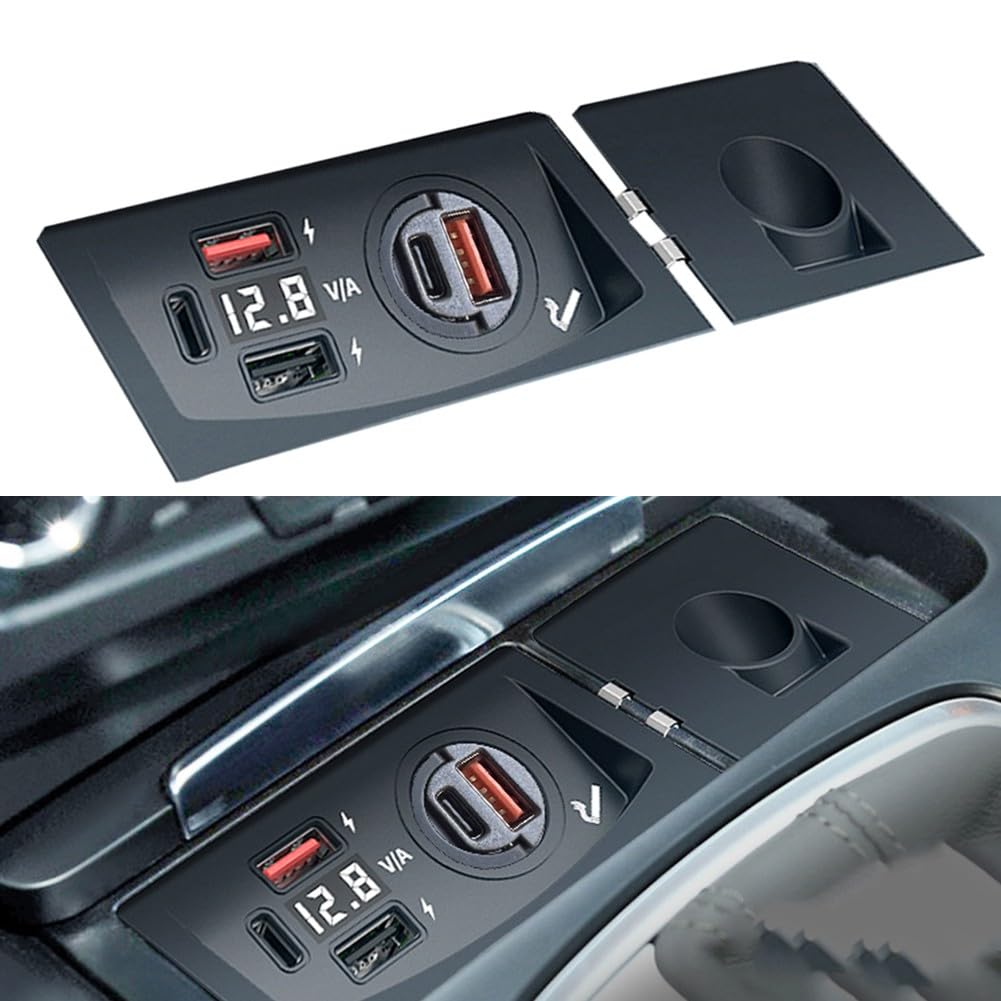 Ładowarka samochodowa ze wskaźnikiem napięcia LED do Audi Q5 (10-18), A5 (08-16), S5 (09-16), SQ5 (13-17), RS5 (11-15), A4 (08-14), RS4 (13-14) – 12 V szybkie ładowanie, zintegrowany