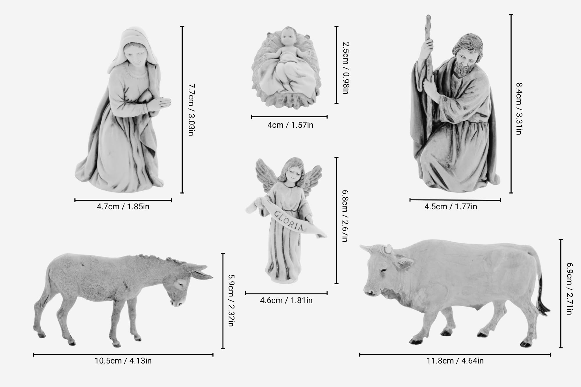 Moranduzzo Natività 6 Soggetti per Presepe da Cm 11 Scala 1:20 - Statuine Presepe Indistruttibili - Stile 700', Pittura Rifinita a Mano, Prodotto Ufficiale, Made in Italy, Scultore M. Landi