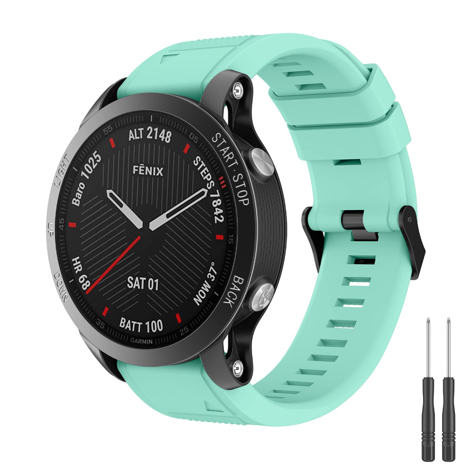 for Quickfit 22mm Strap for Garmin Fenix 7/Fenix 7 Pro/Fenix 7X/Fenix 6 Pro/Fenix 6/Fenix 5/5 Plus Strap,Silicone QuickFit 22mm Band for Garmin Instinct/Approach S60/S62/Forerunner 945/935(Lake Blue) - Image 3