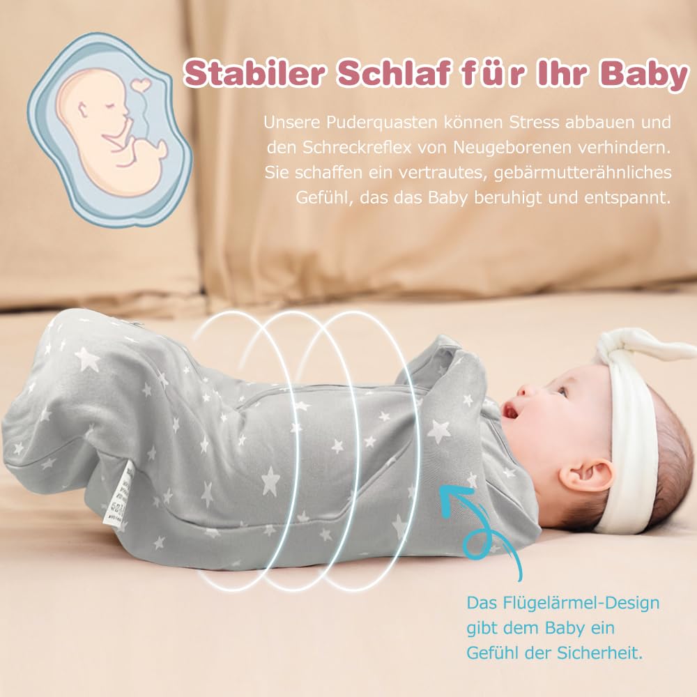Emmaillotage Bébé en Coton, Sac de Couchage Enfant Favorise Un Développement des Hanches, Couverture Bébé Fermeture Éclair à Double Sens, Gigoteuse Naissance Garçons Filles, Gris, 3-6 Mois
