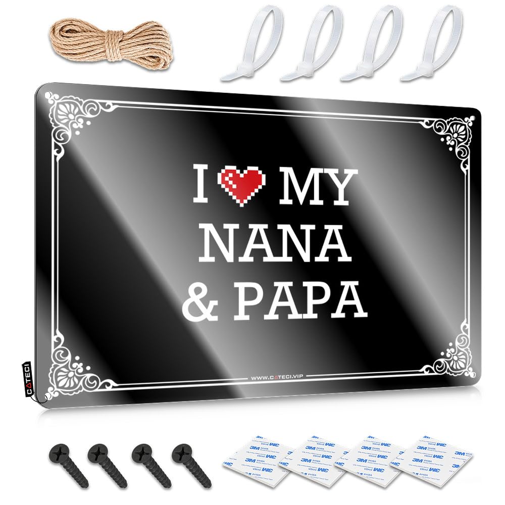 IBWNBBUSN Whiskey Signs For Home Bar I Love My Nana & Papa Tin Sign Bar Man Cave Decor Home Bar Tin Sign(20X30CM)