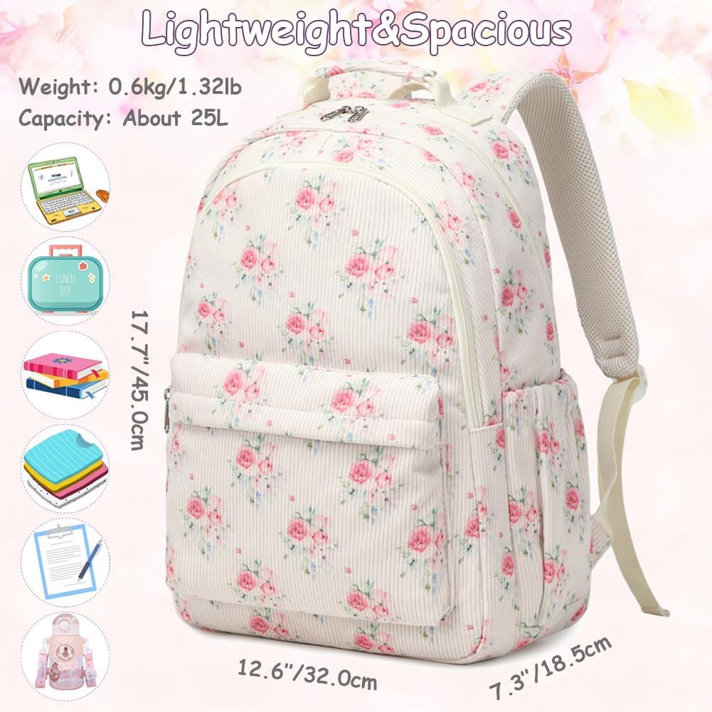 Meisohua Backpack for Girls School Bookbag for Kids Teens 17 inch Laptop Backpack for Women Large Corduroy Book Bag Travel Backpack with Anti-Theft Pocket - Image 2