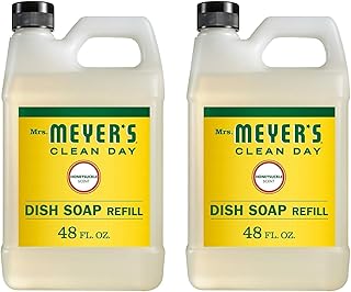 MRS. MEYER'S CLEAN DAY Liquid Dish Soap Refill, Honeysuckle 48 Fl Oz (Pack of 2)