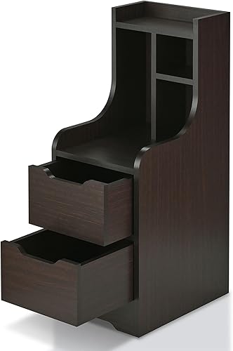 Miniatura 8 de 247 Shop at Home Alaric Moderna mesita de noche de madera de 2 cajones, mesita de noche con estante abierto para dormitorio, sala de estar, oficina