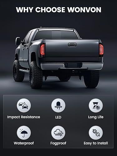 Miniatura 8 de WonVon Luces traseras LED compatibles con Chevy Silverado 1500 2007-2013 2007-2014 Silverado 2500 HD3500 HD, lámpara de luz trasera de tubo LED,