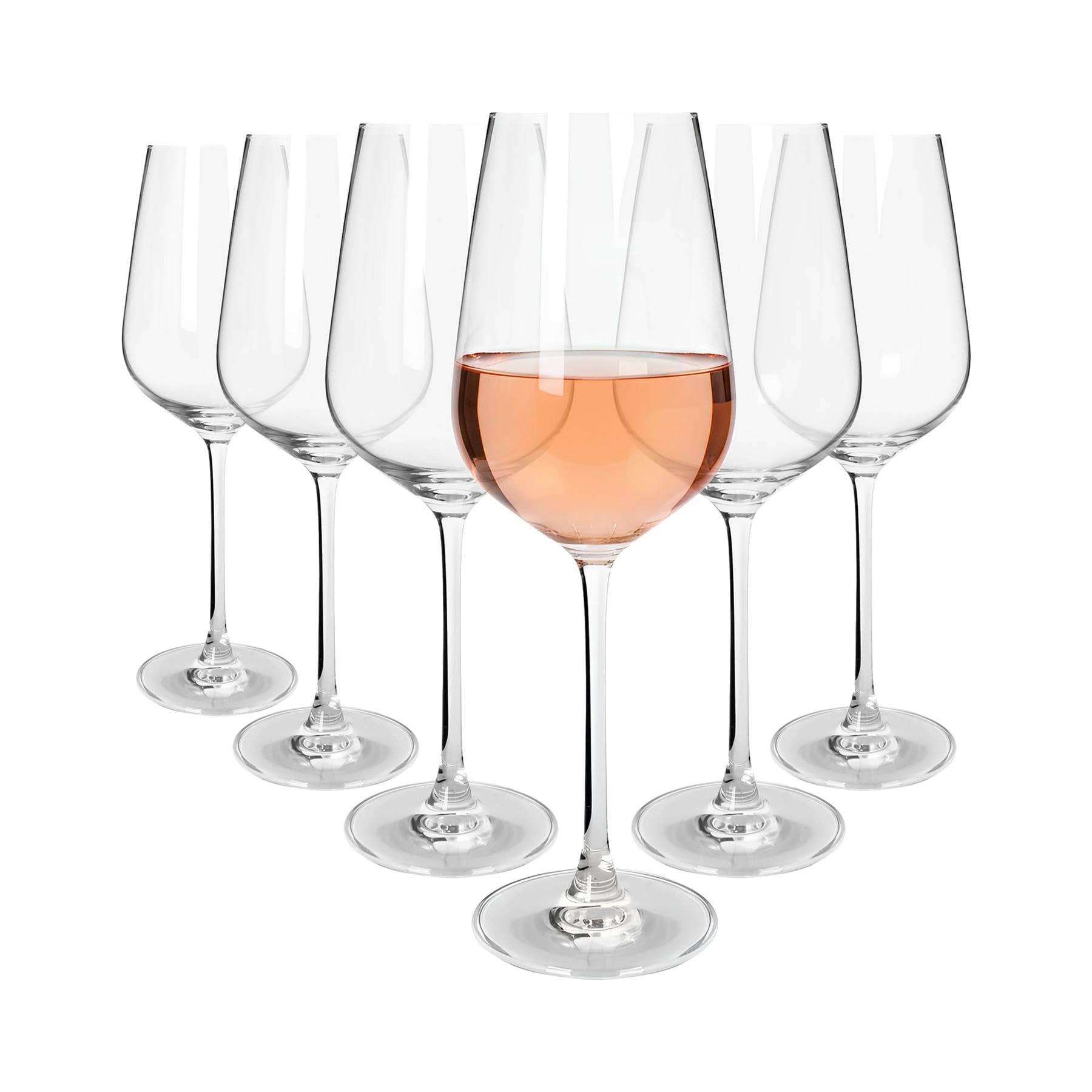 Argon Tableware Knightsbridge Crystal Rosé Wine Glasses 540ml - Pack of 6, Lead-Free Crystal Wine Glass Set, Tulip Bowl Design, Durable Pulled Stem, Gift Boxed Glassware for Home & Bar