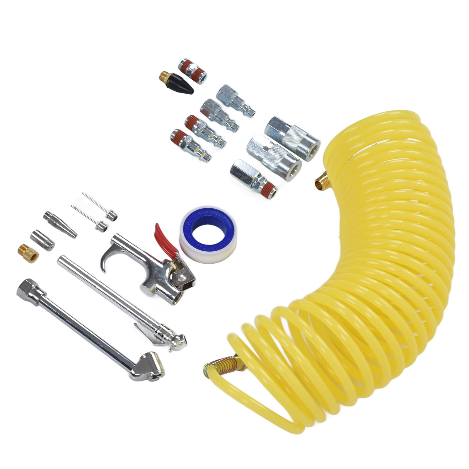 Kit de manguera para neumáticos con compresor de aire, kit de accesorios para compresor de aire con conector industrial NPT de 1/4 pulg., accesorios de aire de conexión rápida
