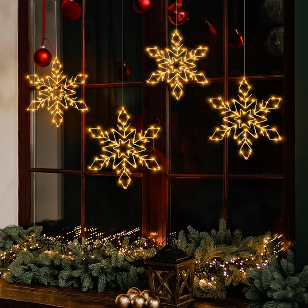 Weihnachtsbeleuchtung,4 Stück Weihnachtsdeko Fenster,LED
