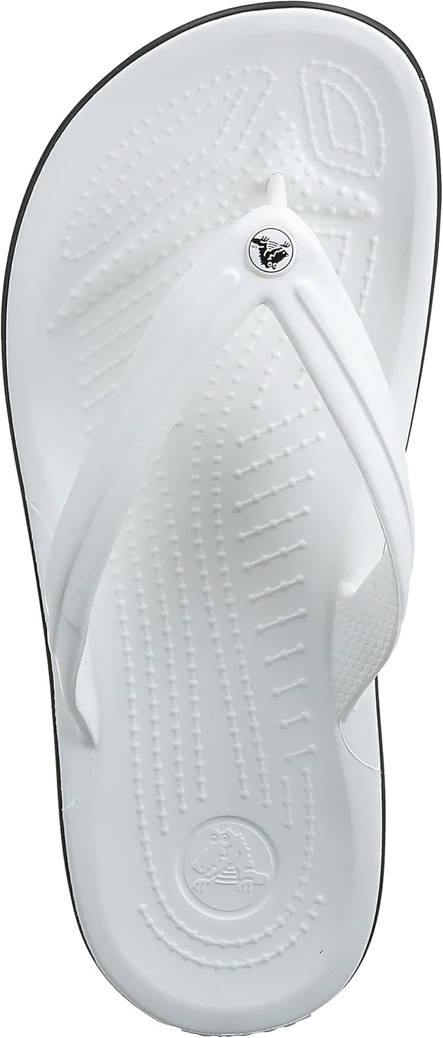 Crocs unisex-adult Crocband Flip Flop | Slip-on Sandals | Shower Shoes 8 Women/6 Men White