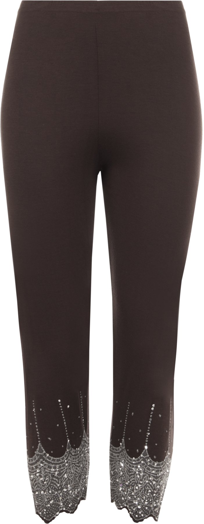 Wearall Women's Dark Brown Sequin Leggings Stretch Elasticated Silver Gold Pants 16/18