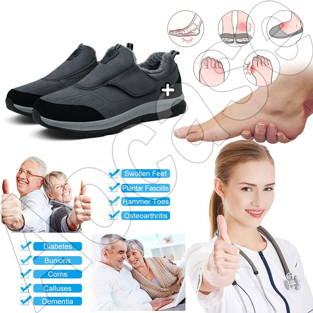 Chaussures Pieds Larges Chaussures Pieds Larges Chaussons Orthopédiques Hommes Femmes Pantoufle Mousse Mémoire Chaussures D'Intérieur Et Extérieur Antidérapant,Men Black,40/250mm