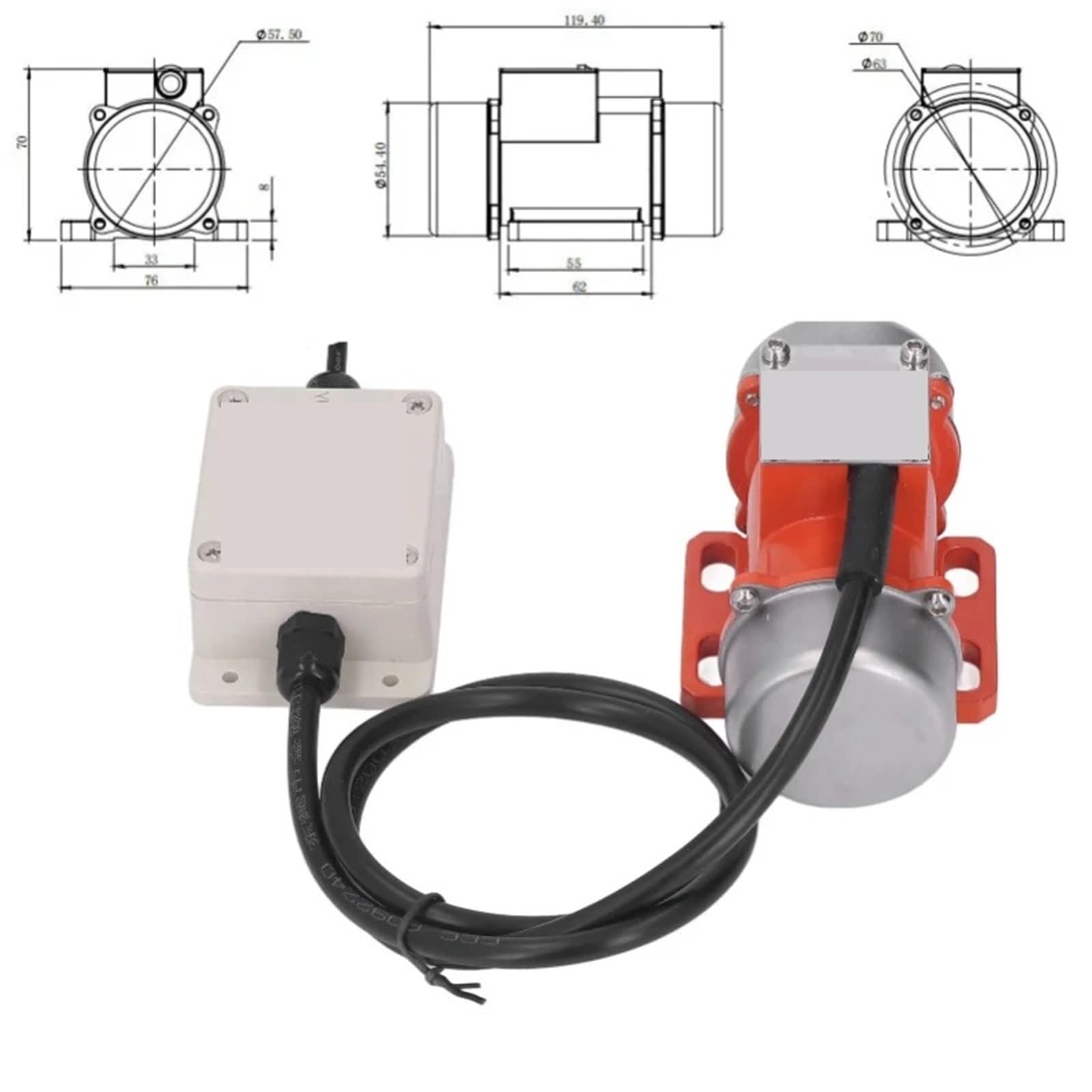 Silnik wrzeciona, Bezszczotkowy Silnik Wibracyjny 12V/24V 15W-50W 5000RPM | Regulator Prędkości, Wibracje 10-30KG(40W)