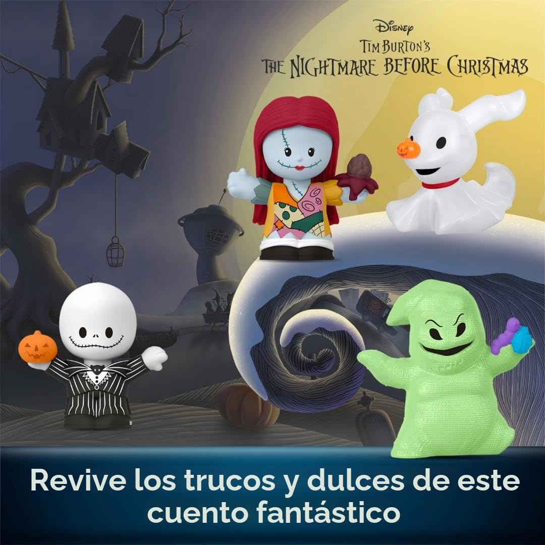 Conjunto de 4 figuras de “Pesadilla antes de Navidad” de Little People Collector, inspirado en la película de Tim Burton de Disney, juguete coleccionable, +8 años (Mattel HNW96)