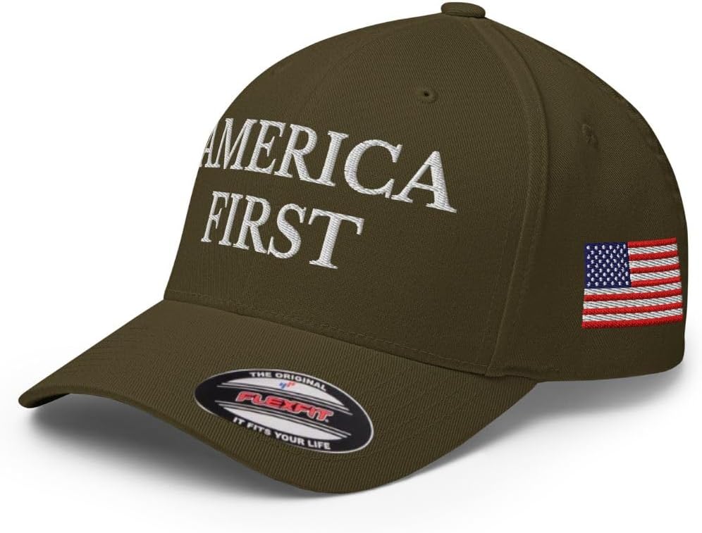 FX America First Fitted Hat Embroidered Curved Bill Mid Crown Closed-Back Structured Twill Cap