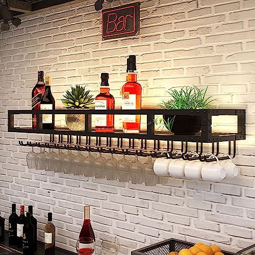Casier à vin mural en métal design épuré avec éclairage