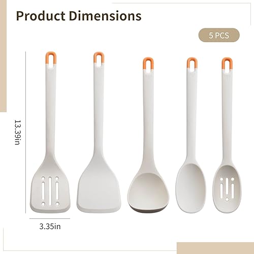 Miniatura 4 de 5 Pcs Gray Silicone Cooking Utensils Set, High Heat Resistant, BPA-Free, Ergonomic Grip