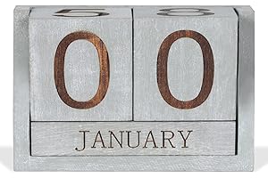 Chic Vintage Wooden Desk Calendar, Perpetual Date Block