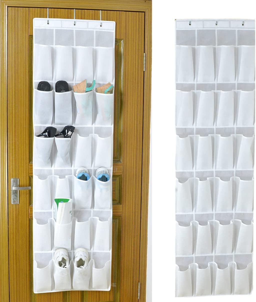 CHILDWEET 24pcs Hanging Shoe Organizer Practical Cloth Storage Bag for Keys Phones and Sundries Space-saving Wall-mounted for Tidy Homes White