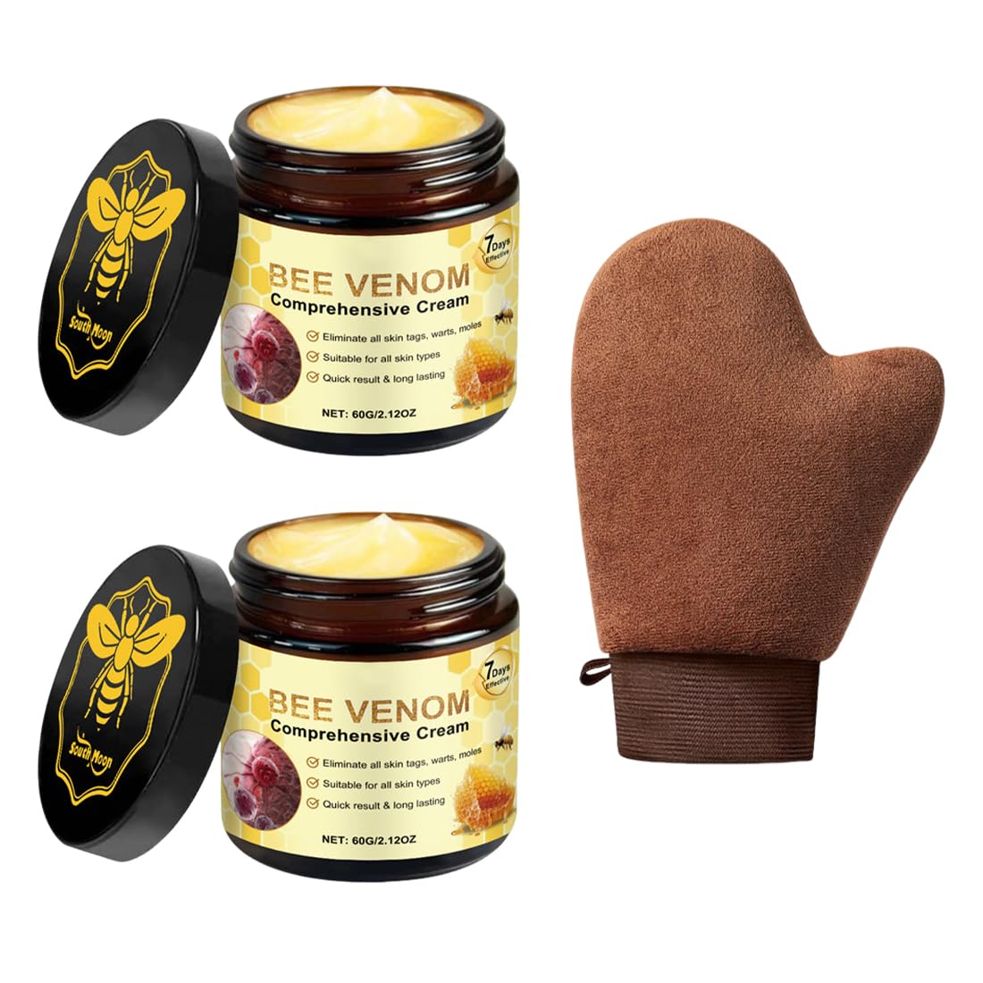 GXGM 2 tubetti di pomata al veleno d'api (Regala un guanto da usare per spalmare il corpo), crema riparatrice al veleno d'api, gel per la cura della pelle, per idratare e nutrire delicatamente, A