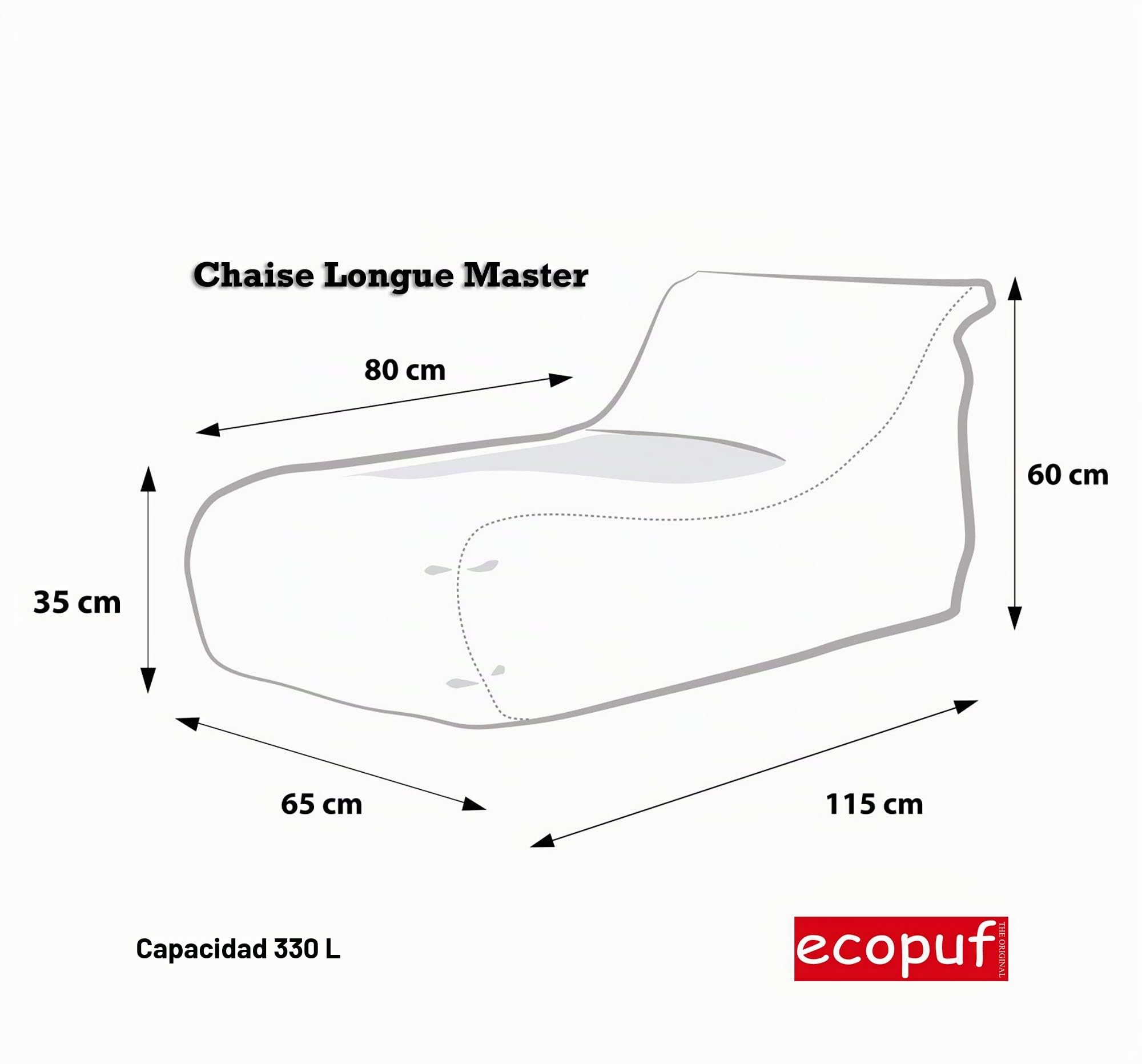 Ecopuf - Puf Sillón de Exterior Chaise Longue - Saco con Compartimento y asa - Saco de Tela Resistente - Sillón Relajante - Mobiliario doméstico - 115x65x60cm, Crema Nc18