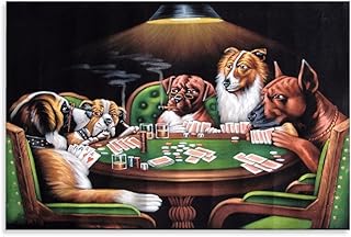 Poster su tela con cani che giocano a poker, stampa artistica da parete, decorazione per camera da letto, 30 x 45 cm