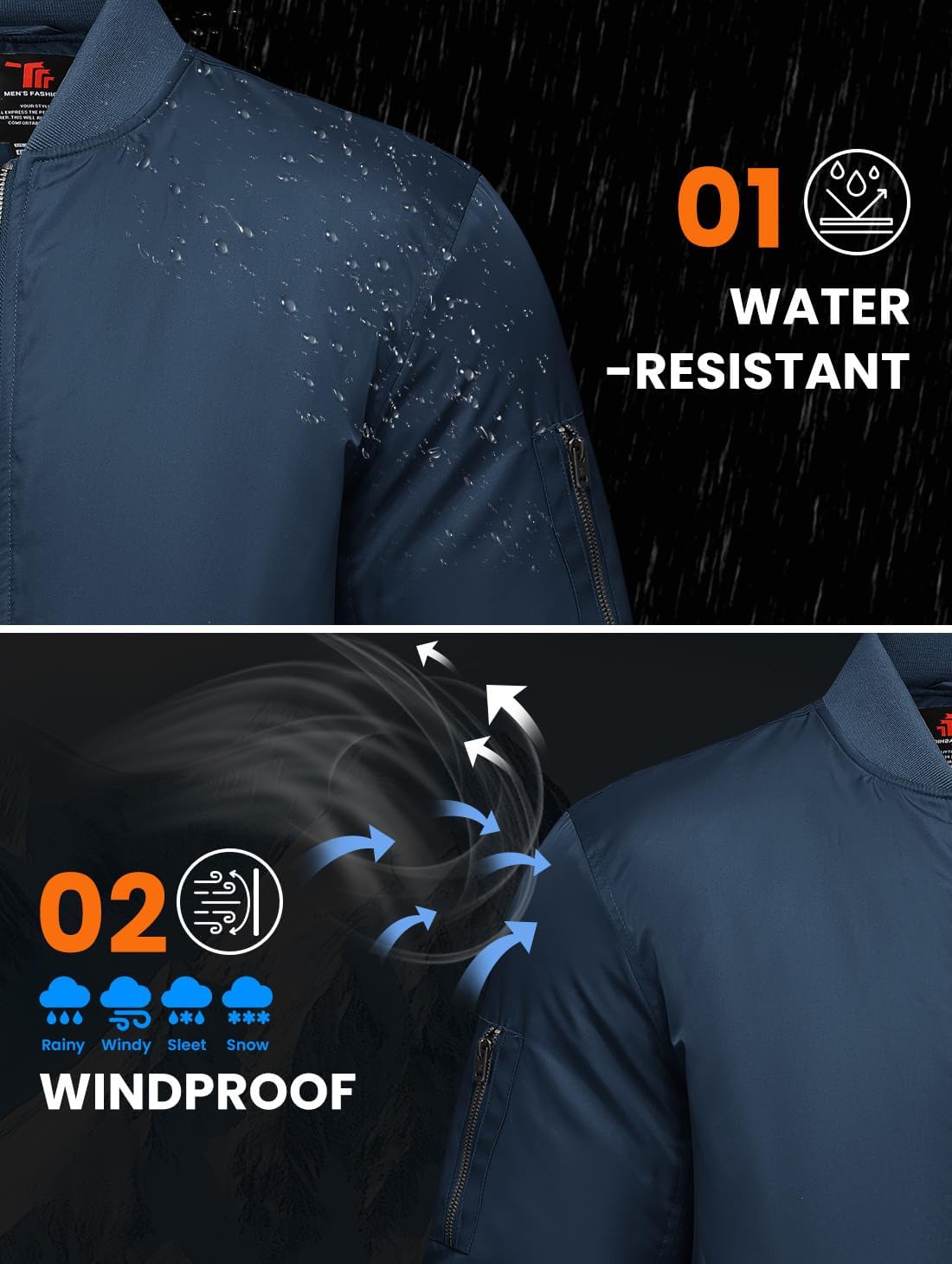 Gopune Men's Bomber Jacket Casual Fall Winter Warm Jacket Full Zip Padded Coats Outwear - Image 4