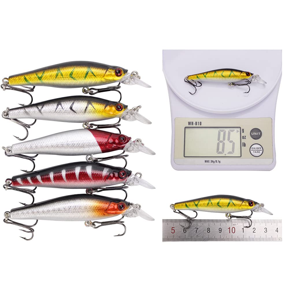 56 Pezzi Diving Fishing Lure Set Multicolore Esca Artificiale per Acqua Dolce e Salata Bass Trota Luccio