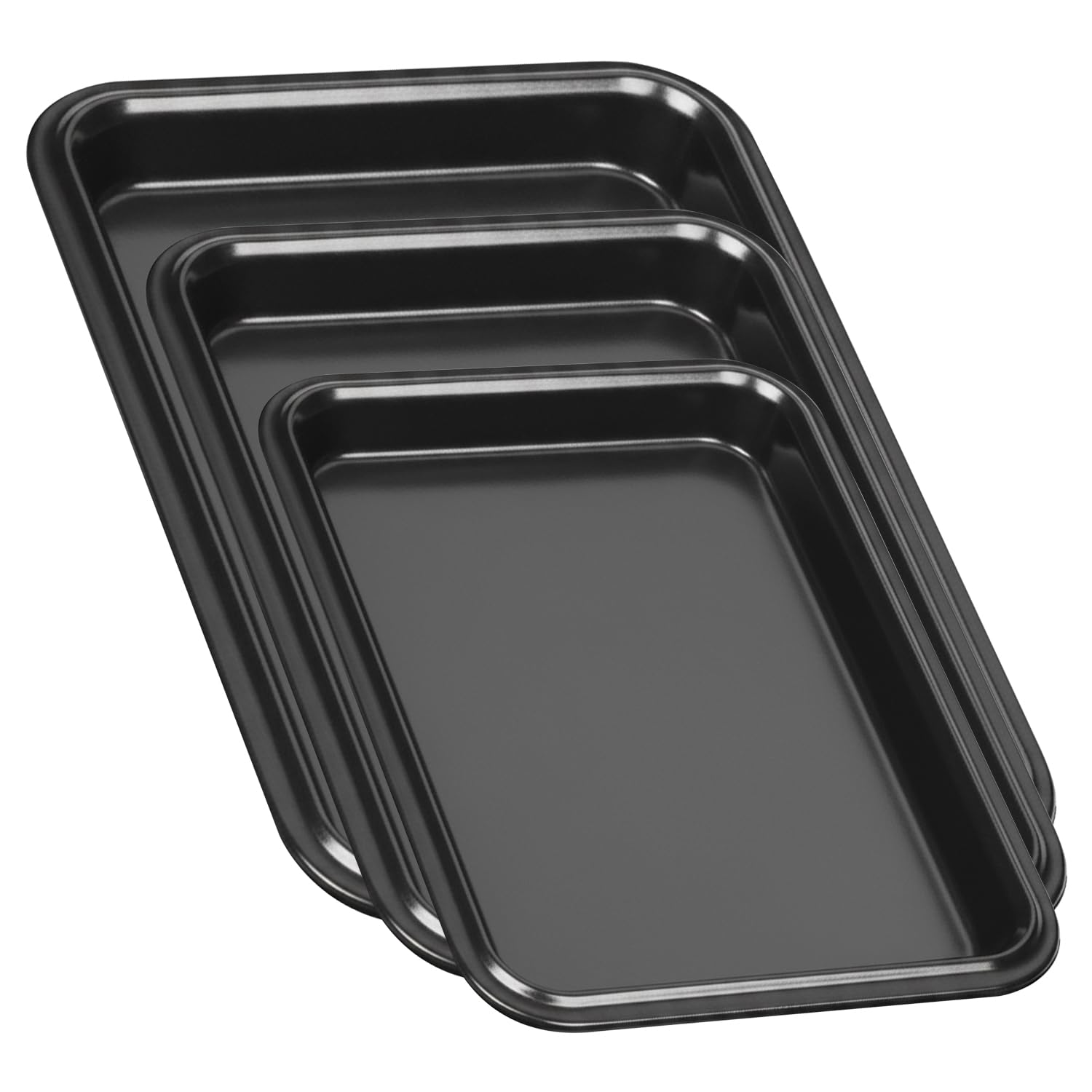 besto Bandeja antiadherente para horno (juego de 3) | Bandeja de acero al carbono para cocinar y asar | Apto para lavavajillas, no tóxico y fácil de limpiar