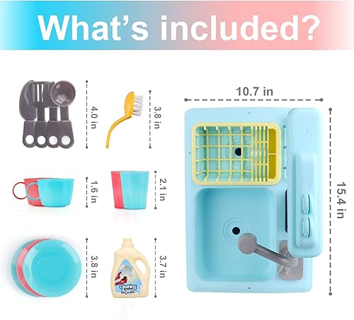 Miniatura 6 de STEAM Life - Lavaplatos de juguete con colores que cambian, fregadero de juego con agua corriente - Juguetes de cocina para niñas y niños - Juguete