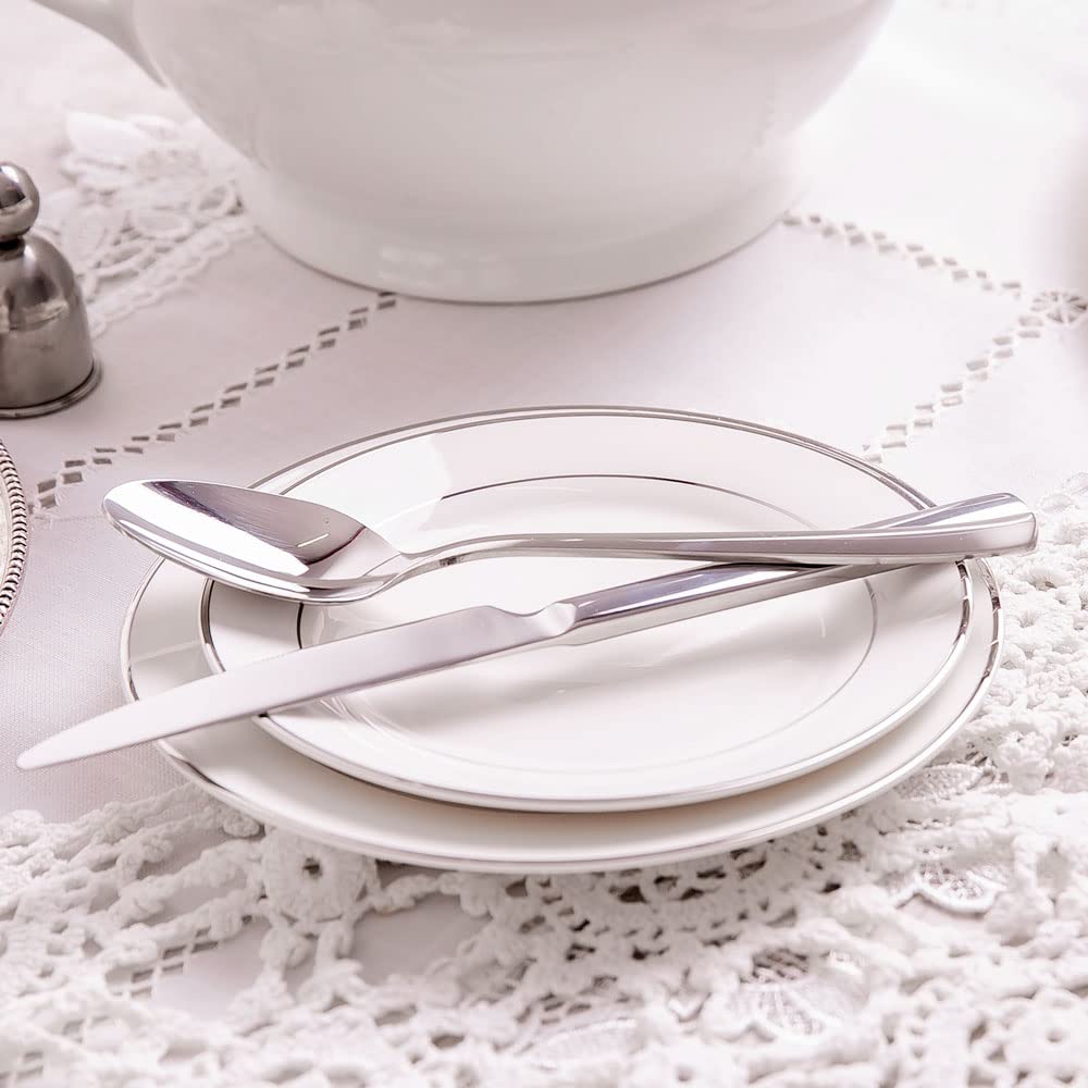 Ambition Serwis Obiadowy Aura Silver 18-elementowy Porcelanowy 6 Osobowy Biały Złoty Zestaw Obiadowy Komplet Talerzy
