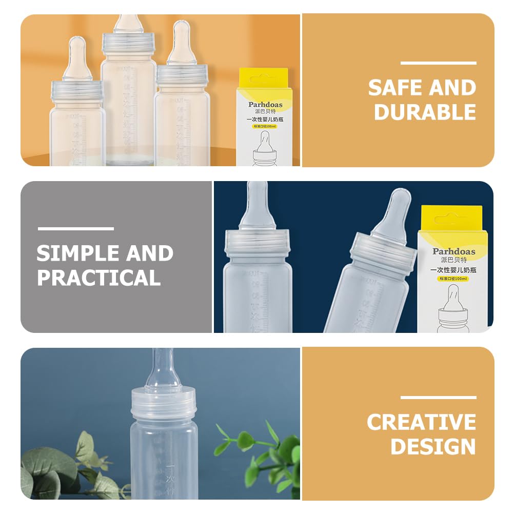 ifundom Babyflaschen Set 100ml mit Skala, BPA-freie Kunststoff Milchflasche für Neugeborene, Transparent, 12 Stück