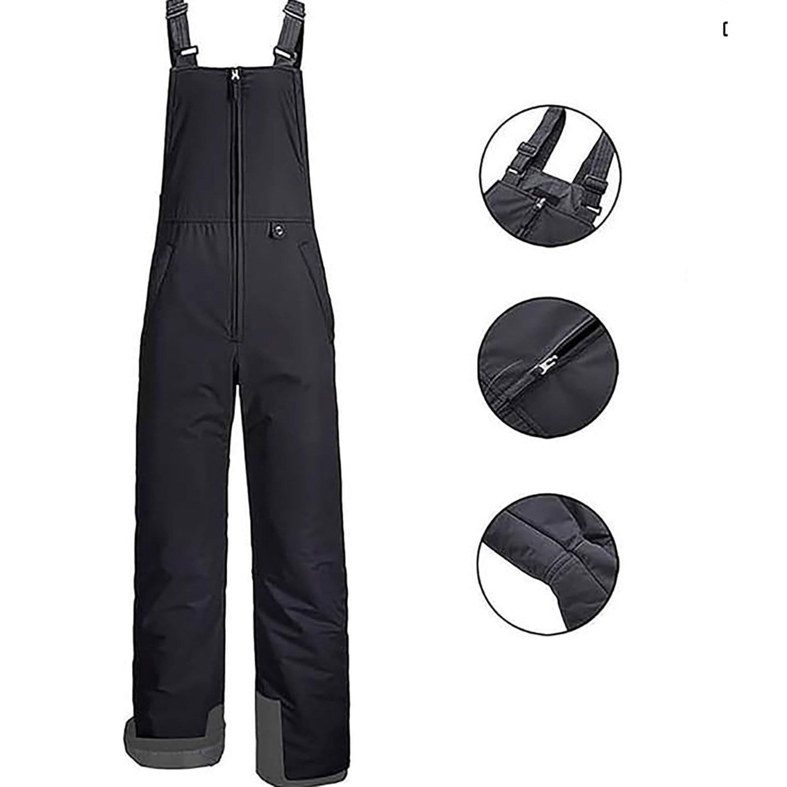 Pantalones de esquí para niños y niñas, pantalones de peto cálidos impermeables y forrados, pantalones de snowboard con cremallera y tirantes para esquí