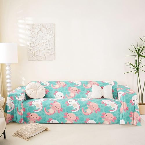 Vista 11 de Erosebridal Protector de sofá a rayas de 71 x 102 pulgadas, funda de sofá a rayas amarillas y blancas para sofá, funda geométrica de rayas